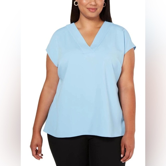 Alfani Blue Infinity Sleeveless V-Neck Blouse Top Medium NWT Office Workwear - Picture 11 of 12
